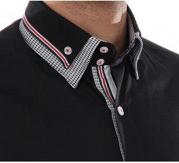 H.K. Mandel Hemd Langarm schwarz Slimfit - 5472ML SLIM