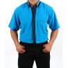 H.K. Mandel Hemd Kurzarm cyan blau - 3107MK