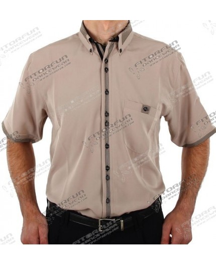 H.K. Mandel Hemd Kurzarm beige - 3140MK