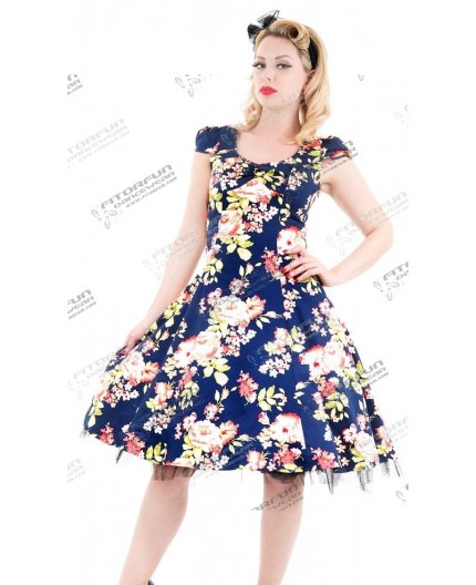 Vintage Kleid Petticoatkleid mit Blumendruck allover