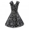 50's Style Kleid fantasy floral schwarz/weiß Shoulderdress