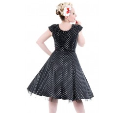 50's Style Kleid polka dots schwarz/weiß Shoulderdress