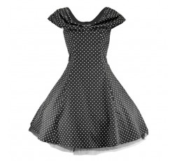 50's Style Kleid polka dots schwarz/weiß Shoulderdress