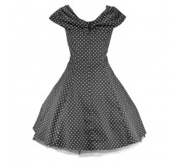 50's Style Kleid polka dots schwarz/weiß Shoulderdress