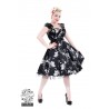 50's Kleid mit Blumendruck schwarz/weiß