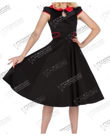 Retro Swingkleid Peter Pan schwarz mit rot - 9179