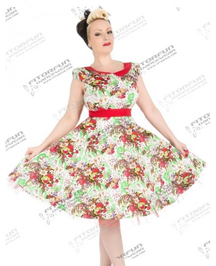 Vintage Kleid mit Blumendruck Springtime - 9392