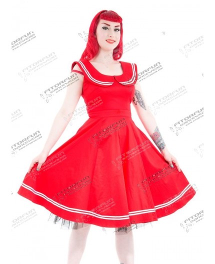Retro Sailor Kleid Rot - 6893