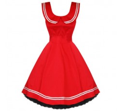 Retro Sailor Kleid Rot - 6893