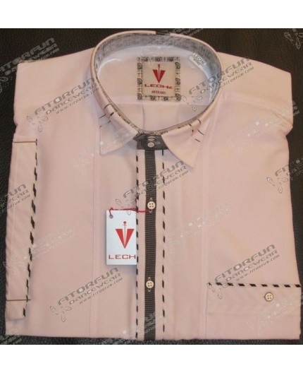 Leché Hemd Kurzarm weiß mit schwarz - 8807L100K