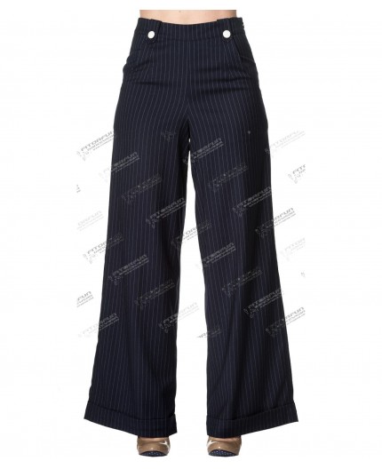 Damenhose im 50's Marlene Style navy Nadelstreifen - TR 4057