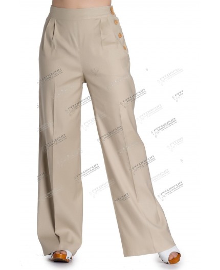 Damenhose im 50's Marlene Style beige/braun Gr. XL - 5371