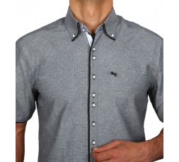 H.K. Mandel Hemd Kurzarm grau Slimfit - 31549MK SLIM