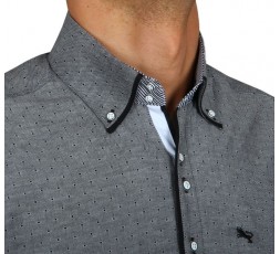 H.K. Mandel Hemd Kurzarm grau Slimfit - 31549MK SLIM