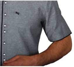 H.K. Mandel Hemd Kurzarm grau Slimfit - 31549MK SLIM