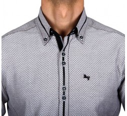 H.K. Mandel Hemd Langarm grau Slimfit - 3145ML