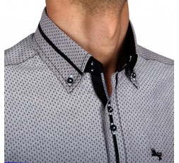 H.K. Mandel Hemd Langarm grau Slimfit - 3145ML