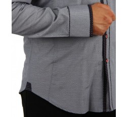 H.K. Mandel Hemd Langarm grau Slimfit - 3103ML