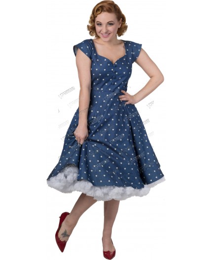 Vintage Kleid mit denim Herzchen - 5093