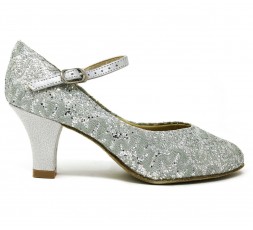BL166 sparkle silber - Tanzschuhe mit Chromledersohle - 6 cm Absatz