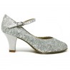 BL166 sparkle silber - Tanzschuhe mit Chromledersohle - 6 cm Absatz
