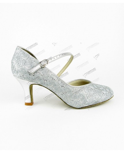 BL504 sparkle silver - Tanzschuhe mit Chromledersohle - 6,2 cm Absatz