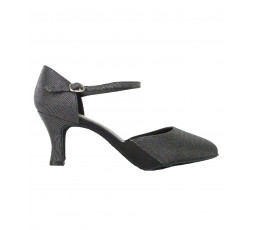 BL 118 black schwarz glitzer - Tanzschuhe Chromledersohle - 6,4 cm Absatz