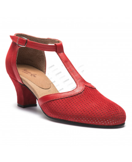 9236 Swing Balboa Tanzschuhe rot mit Chromledersohle - 5 cm Absatz