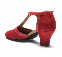 9236 Swing Balboa Tanzschuhe rot mit Chromledersohle - 5 cm Absatz