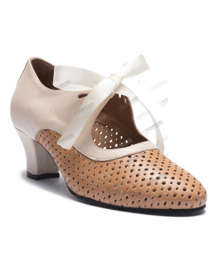 9245 Swing Balboa Tanzschuhe braun/beige mit Chromledersohle - 5 cm Absatz