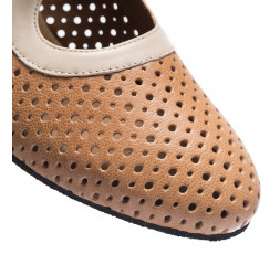 9245 Swing Balboa Tanzschuhe braun/beige mit Chromledersohle - 5 cm Absatz