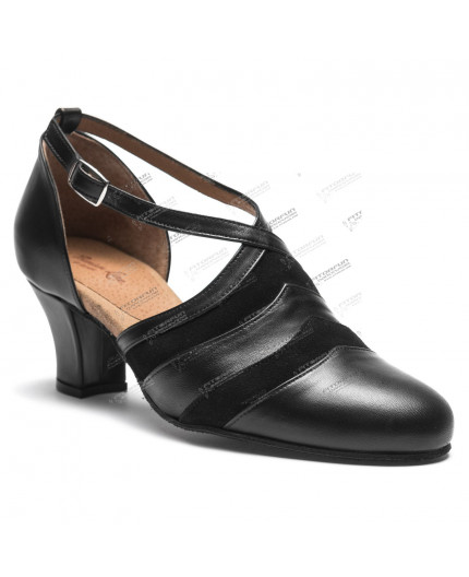 9240 Tanzschuhe schwarz mit Chromledersohle - 5 cm Absatz