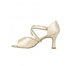 BL162W champagne/nude - Tanz Sandale mit Chromledersohle - 6,4 cm Absatz