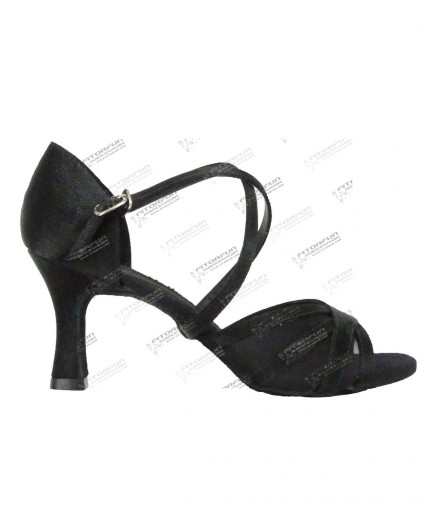 BL162W schwarz - Tanz Sandale mit Chromledersohle - 6,4 cm Absatz