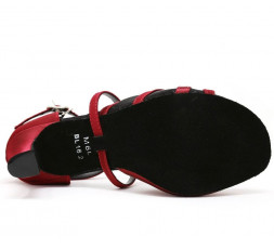 BL162W weinrot/schwarz - Tanz Sandale mit Chromledersohle - 6,4 cm Absatz