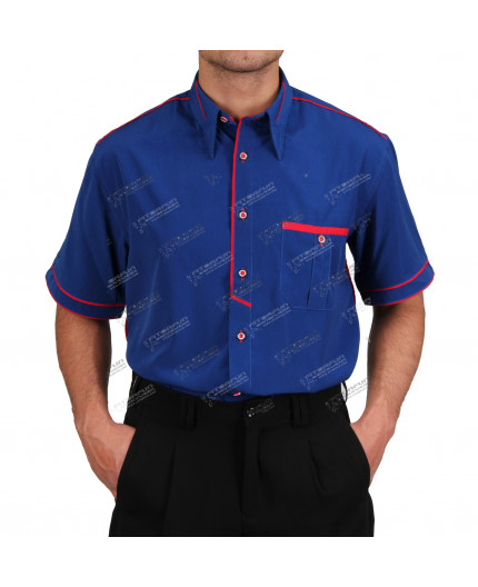 H.K. Mandlel Hemd Kurzarm royalblau - 360MK