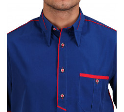 H.K. Mandlel Hemd Kurzarm royalblau - 360MK