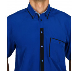 H.K. Mandel Hemd Kurzarm royalblau - 50059MK