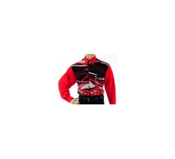 H.K. Mandel Hemd Langarm rot/schwarz/beige Gr. M - 1196ML