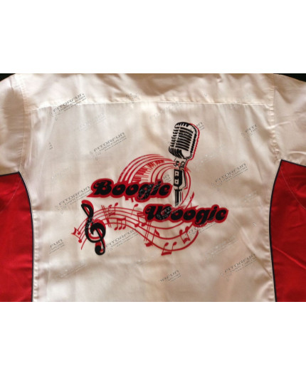 Hemd Flock Microfon Boogie Woogie weiß/rot