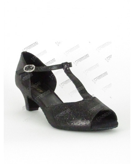 BL33 schwarz - Tanz Sandale mit Chromledersohle - 3,8 cm Absatz