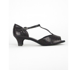 BL33 schwarz - Tanz Sandale mit Chromledersohle - 3,8 cm Absatz