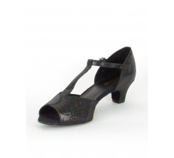 BL33 schwarz - Tanz Sandale mit Chromledersohle - 3,8 cm Absatz