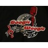 T-Shirt Herr schwarz Motiv Boogie Woogie Microfon 2-farbig - Flock hinten