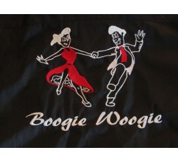 Fleecejacke Motiv Tanzpaar Boogie Woogie Schrift weiß