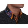 Hemd Langarm schwarz gepunktet Slimfit - 30151ML SLIM