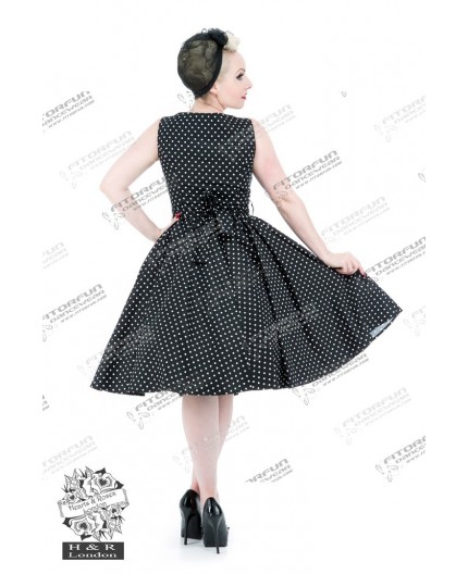 Rockabilly Swingkleid Polk Dots schwarz mit weißen Punkten