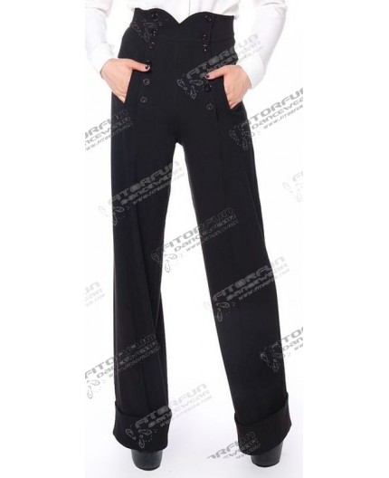 Marlenehose schwarz mit Knöpfen